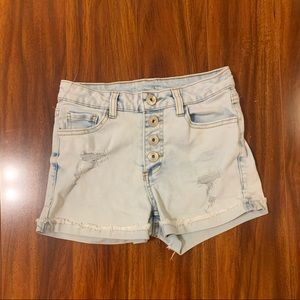 Light wash jean shorts